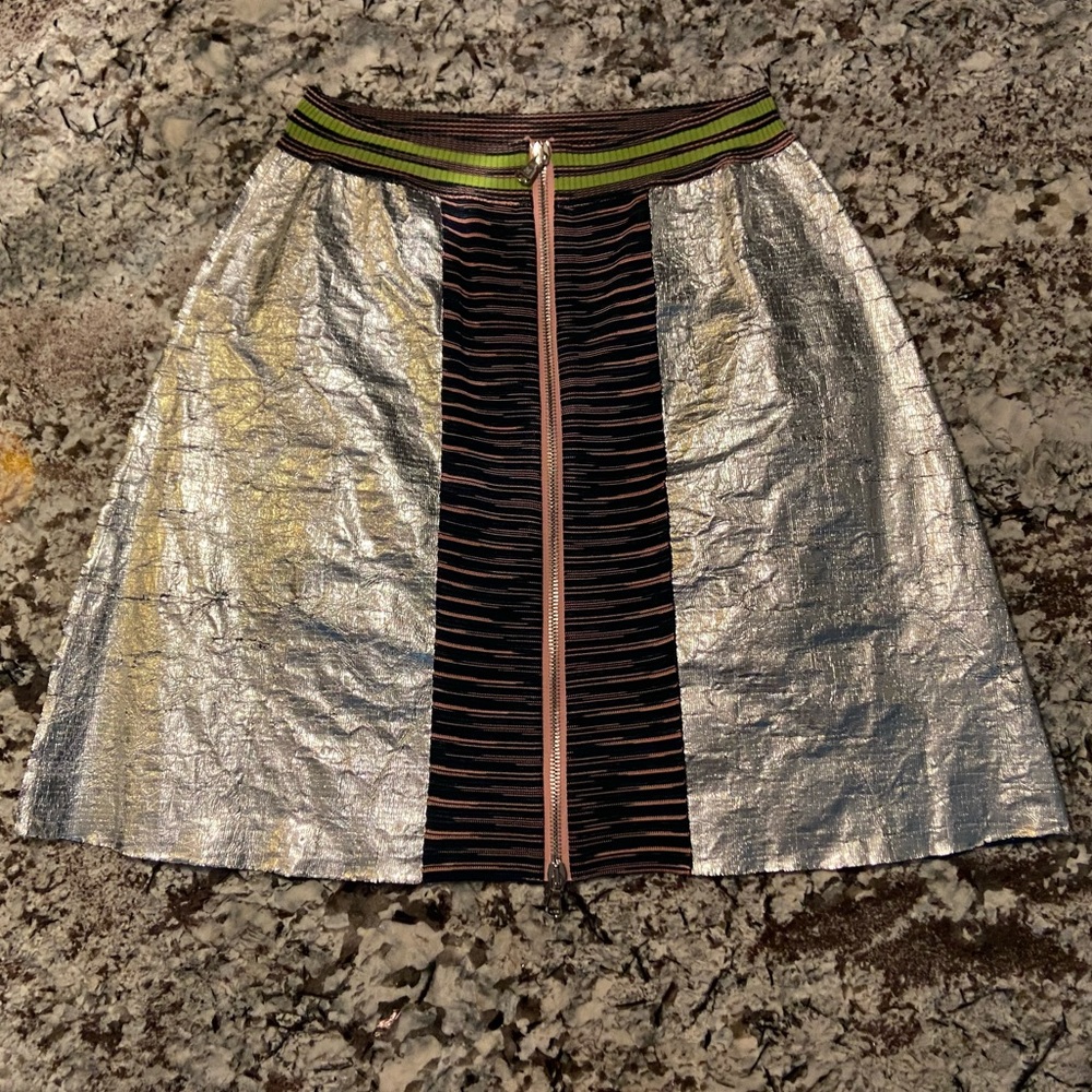 M Missoni Silver (foil like) and knit Zip Up skirt